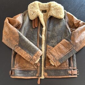 Polo Ralph Lauren Leather-Shearling Bomber Jacket, Size M